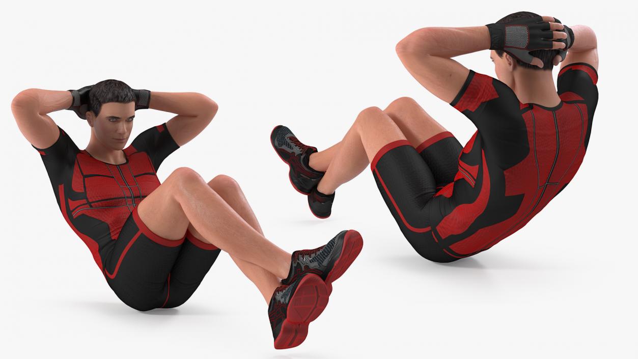 3D model Fitness Trainer Doing Crunches