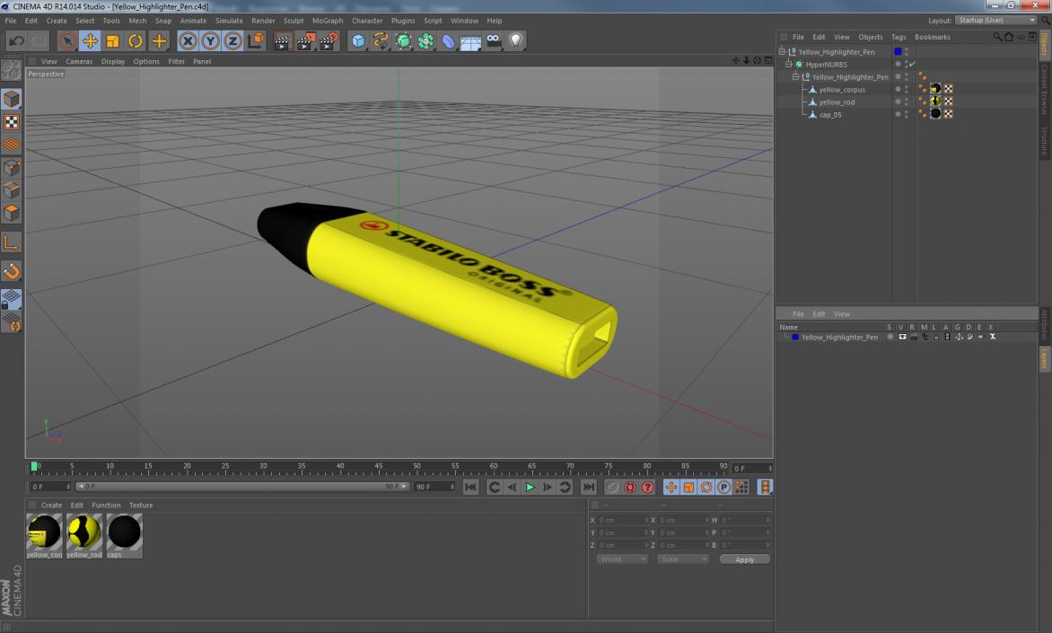 Yellow Highlighter Pen 3D