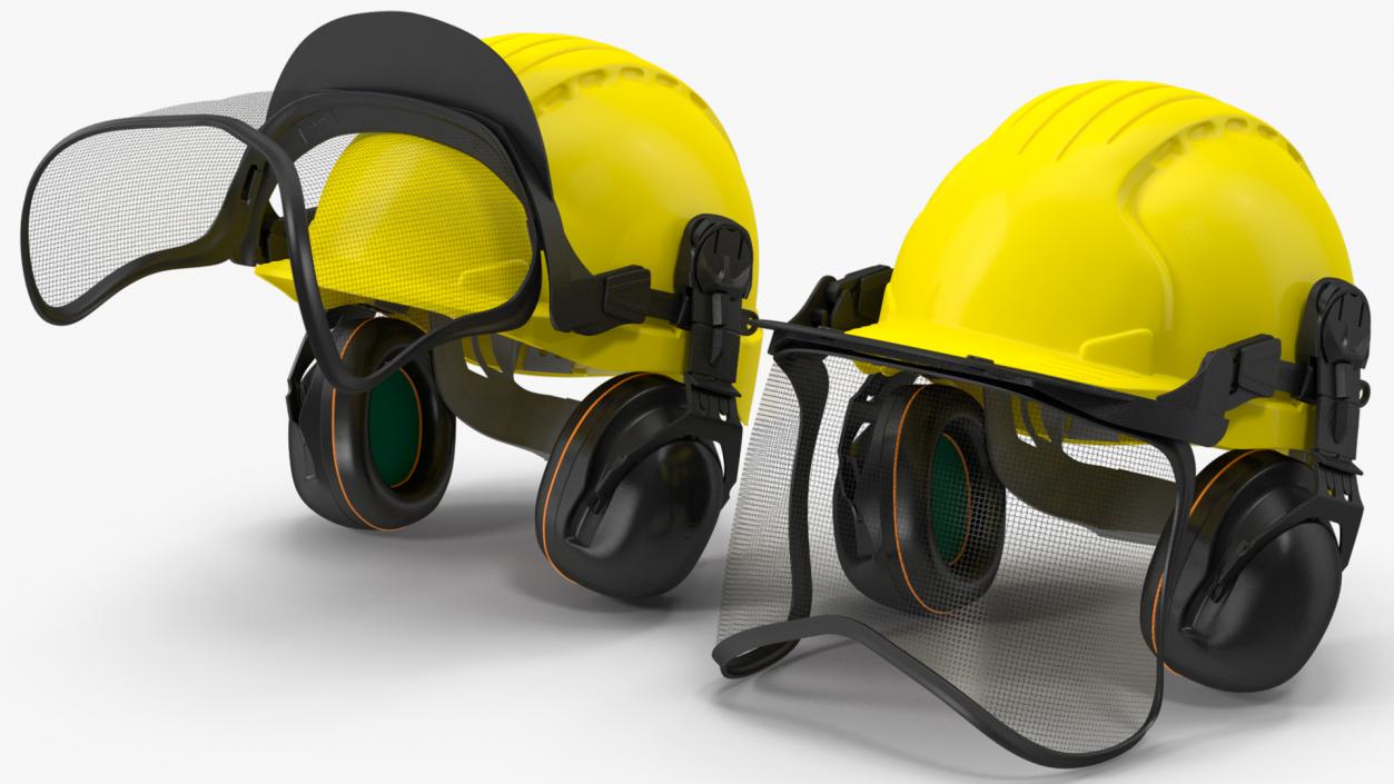 3D Yellow Orange Helmet Protect Head model