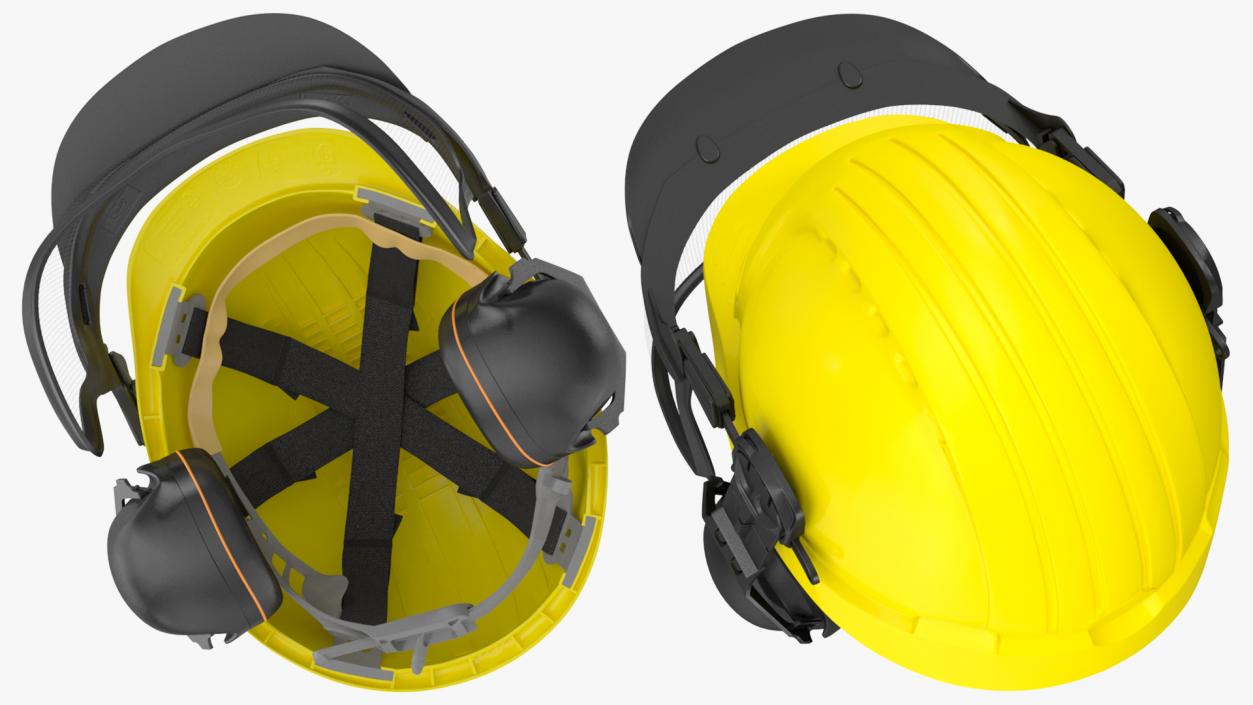 3D Yellow Orange Helmet Protect Head model