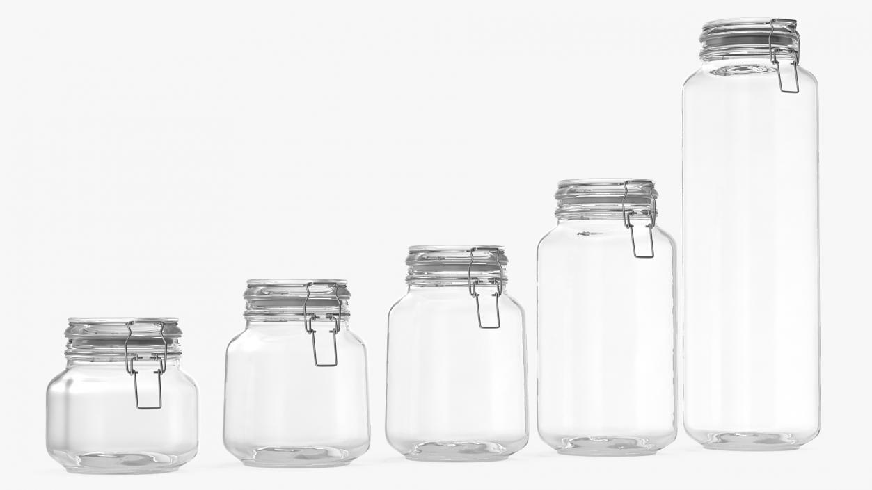 Clip Top Glass Storage Preserving Jars Set 3D