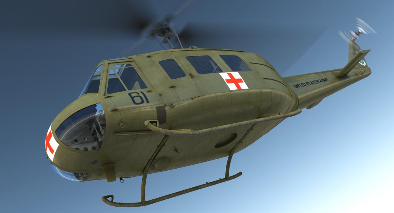 3D Bell UH-1 Iroquois MedEvac Rigged model