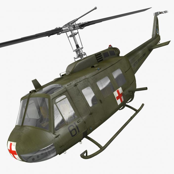 3D Bell UH-1 Iroquois MedEvac Rigged model