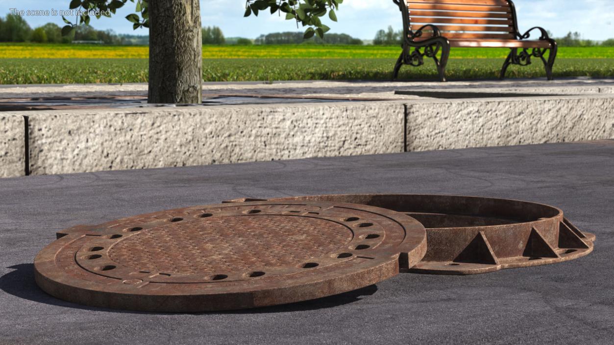 Rusty Manhole Cover 3D model