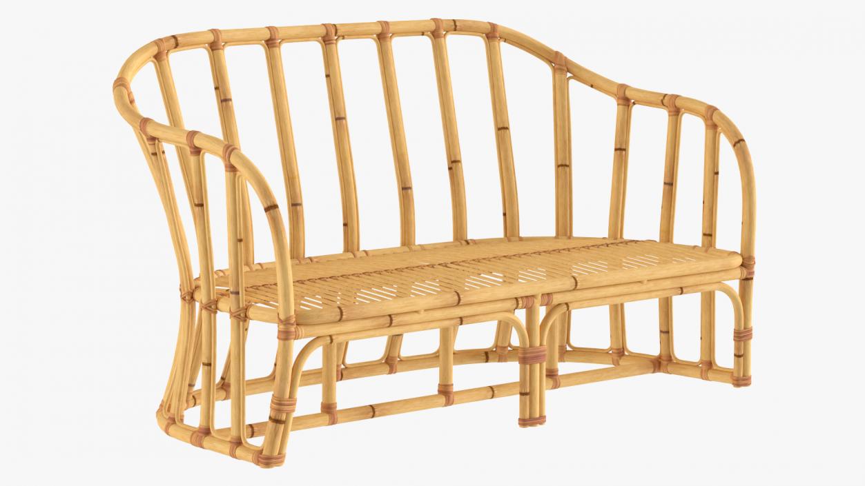 3D model Vintage Bamboo Couch Sofa