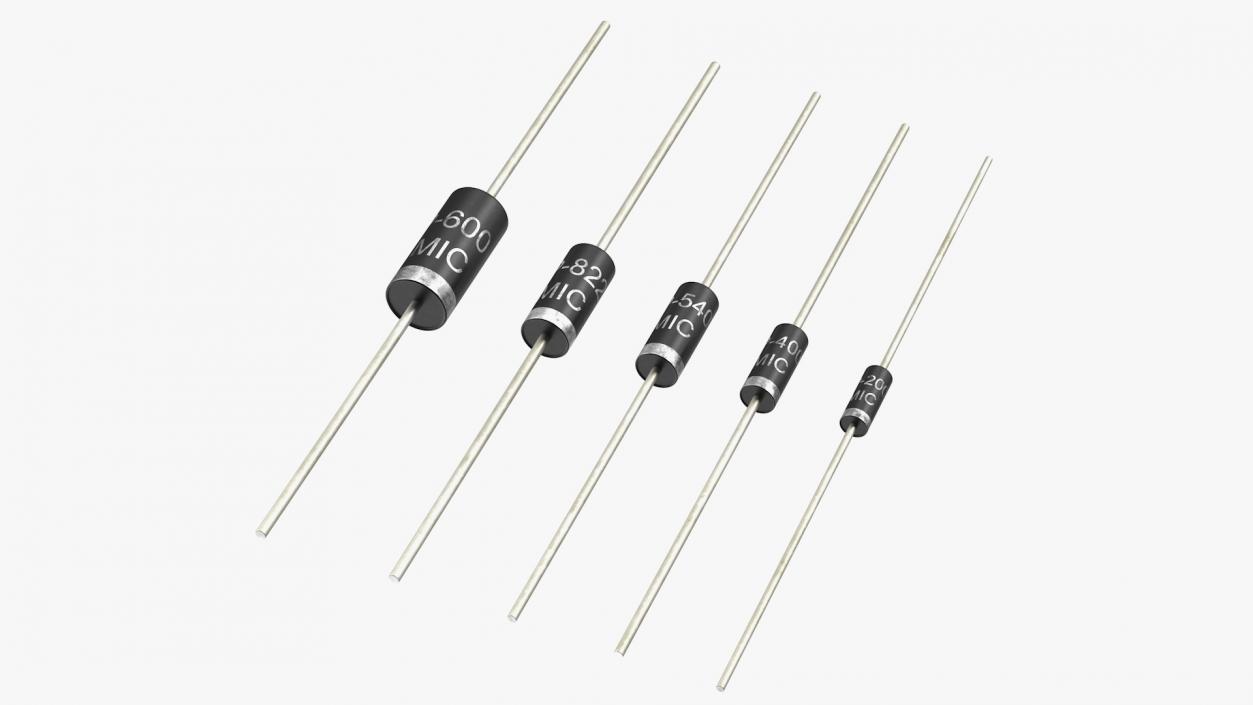 3D Axial Rectifier Diodes Set