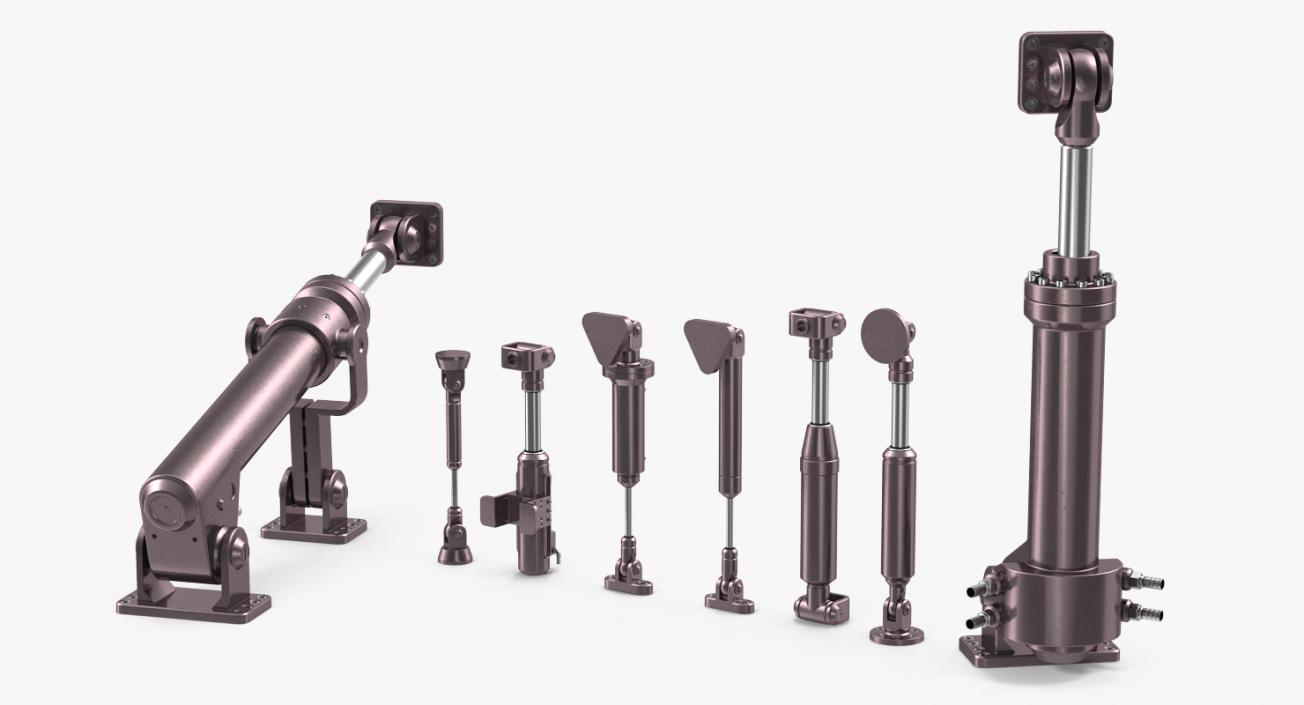 Anodized Hydraulic Cylinders Set 3D