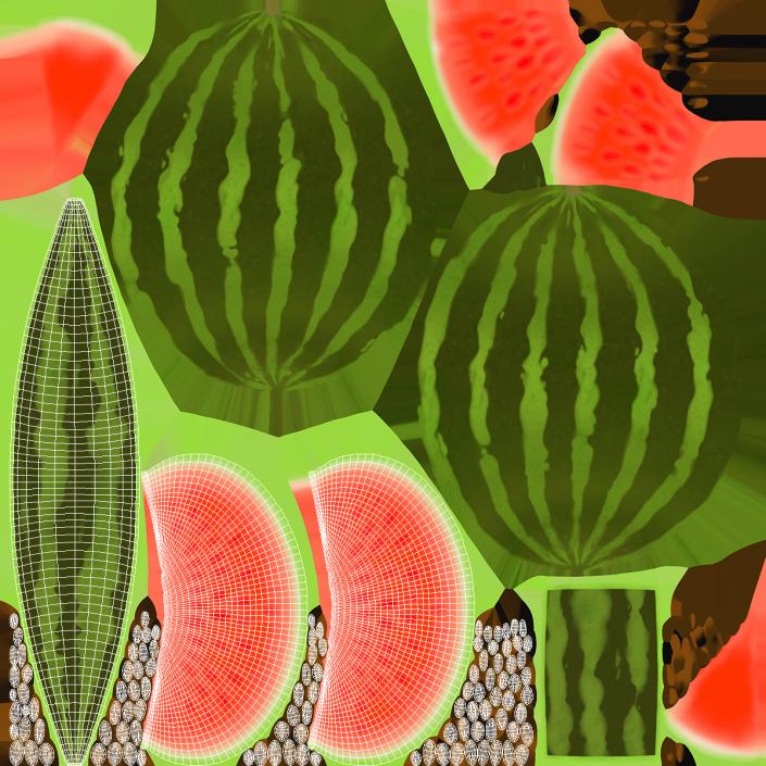 Cartoon Watermelon Slice 3D model