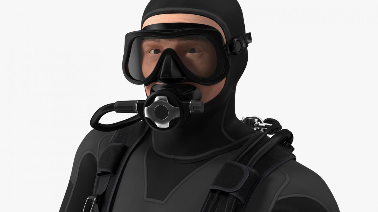 3D model Diver with Underwater Speargun and Fish Rigged for Maya