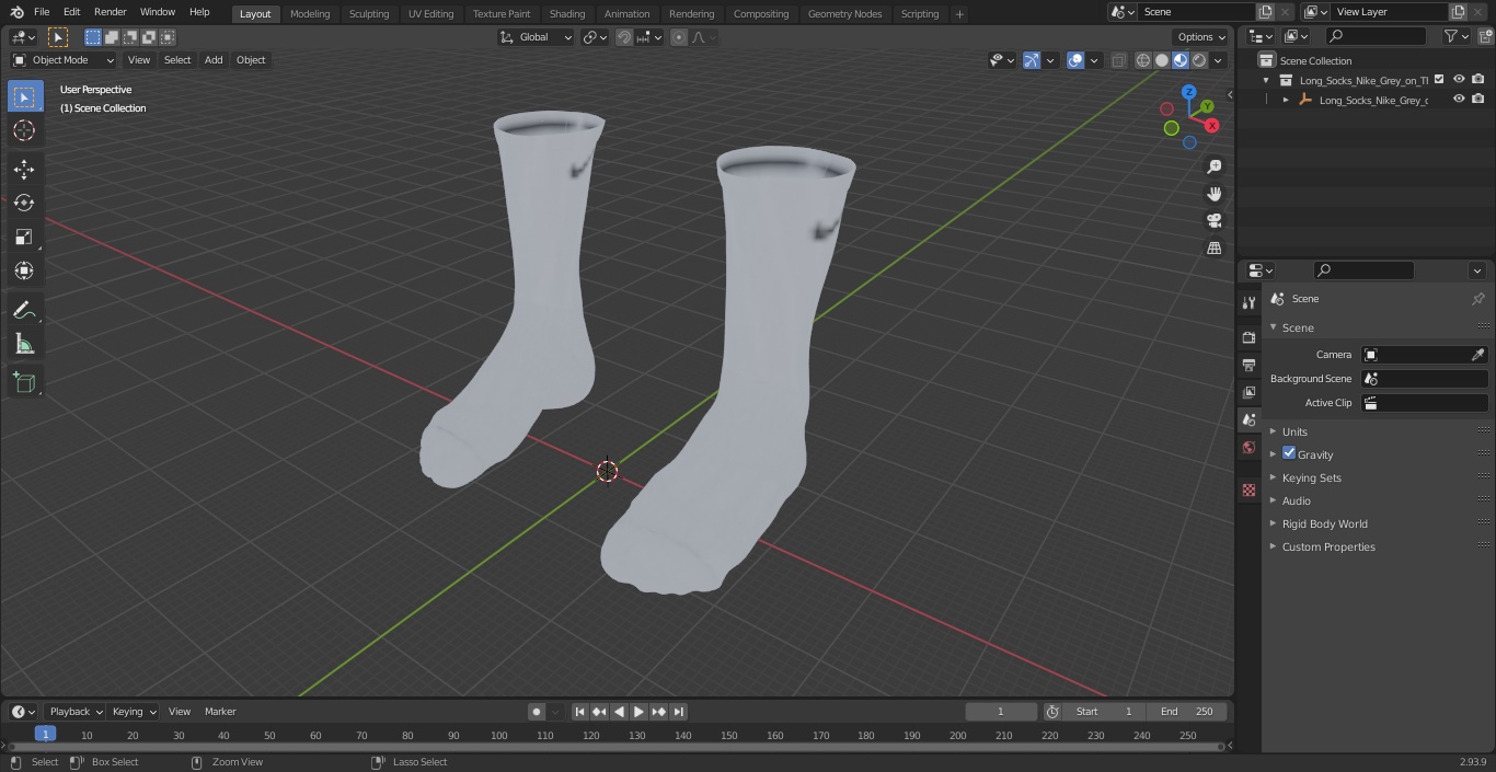 3D Long Socks Nike Grey on The Foot Standing