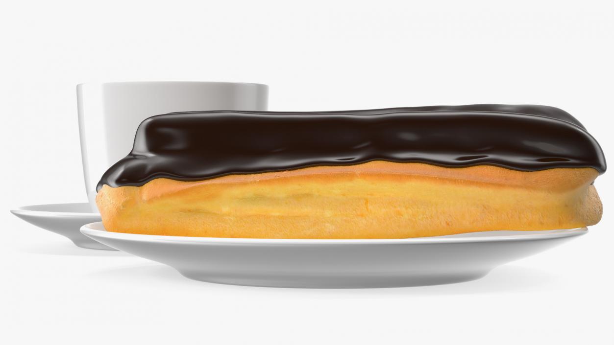 3D Eclair in Chocolate Glaze with Coffee Cup