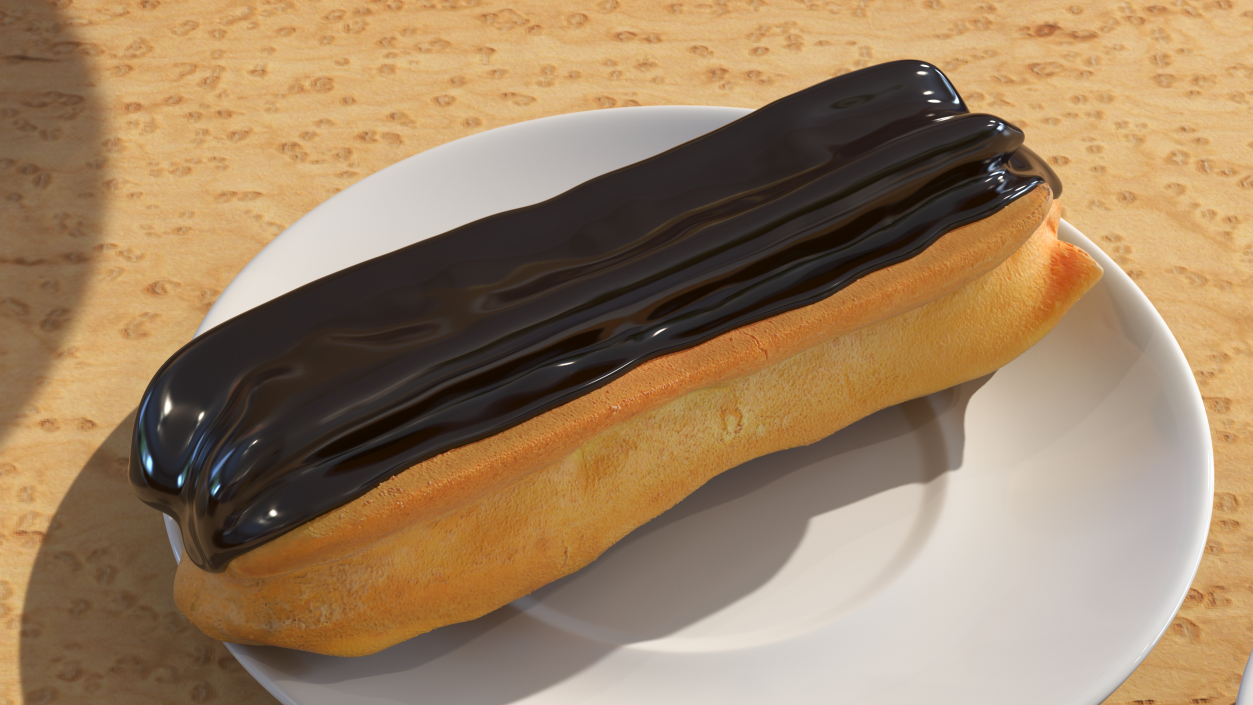 3D Eclair in Chocolate Glaze with Coffee Cup