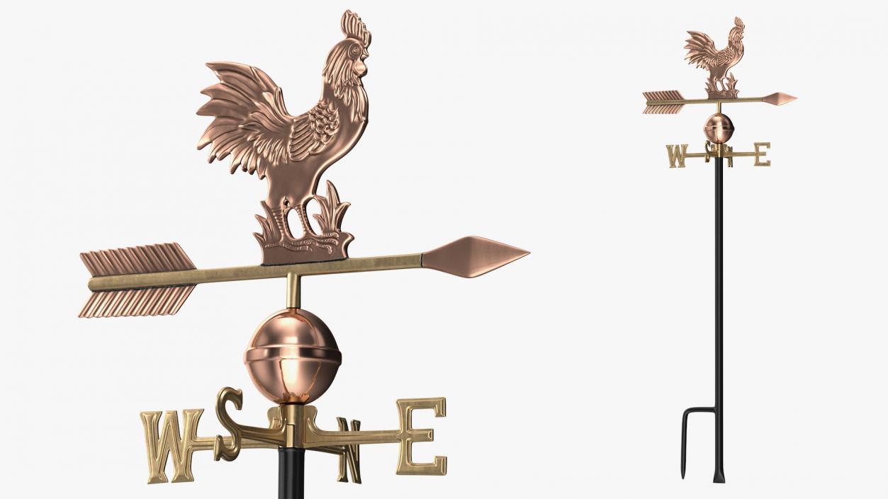 3D Copper Rooster Weathervane
