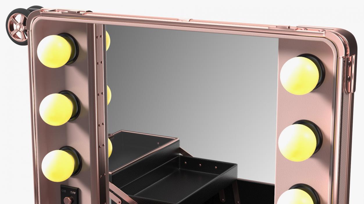 3D Professional Makeup Trolley with Light Pink model