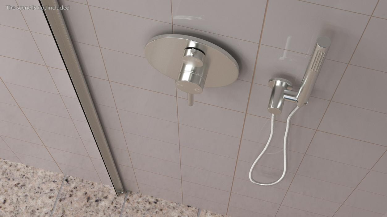 Wall Mount Spray Head with Handheld Shower Silver 3D model