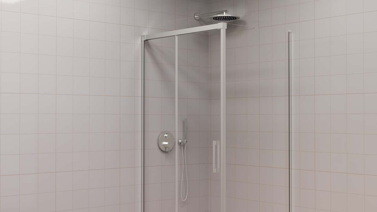 Wall Mount Spray Head with Handheld Shower Silver 3D model