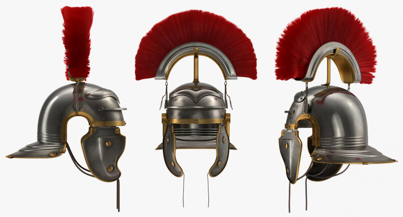 Roman Helmet with Red Crest 3D