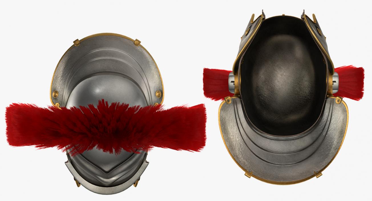 Roman Helmet with Red Crest 3D