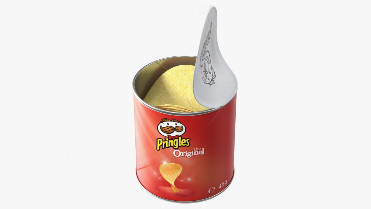 3D model Open Pringles Original Potato Chips Small Can