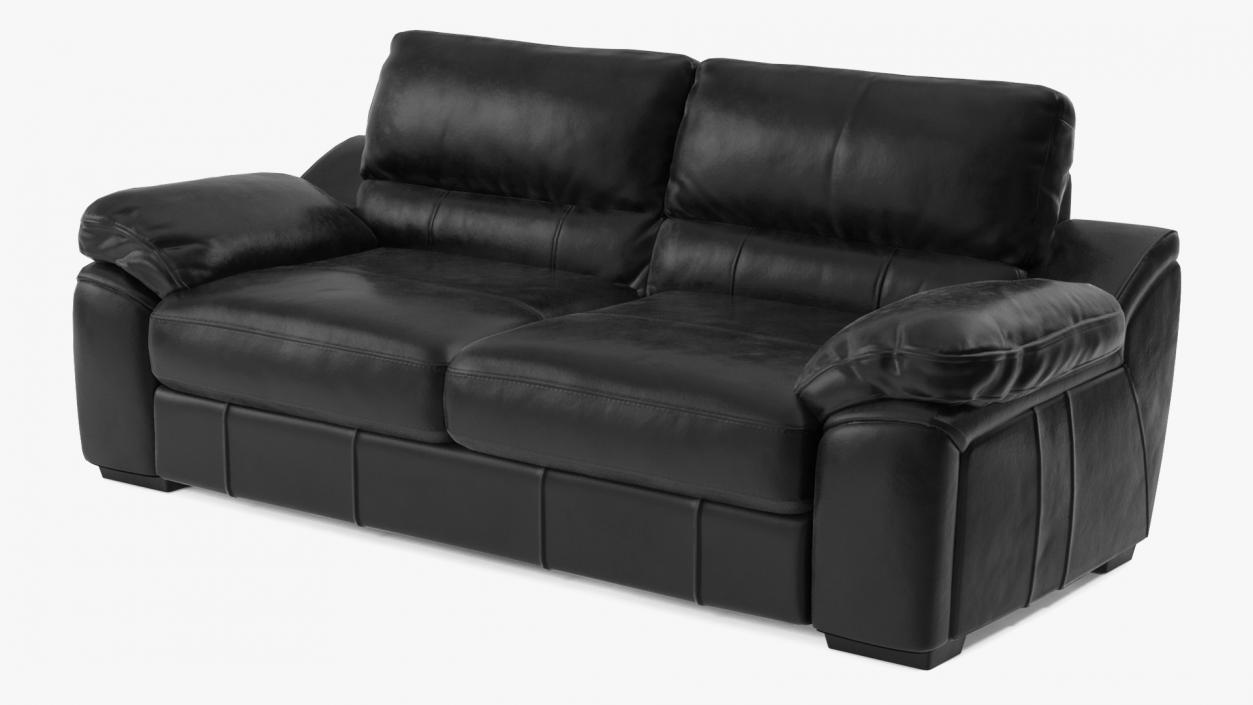 3D Black Leather Sofa model
