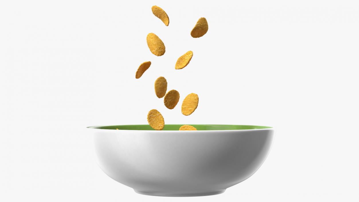 Corn Flakes Falling into Bowl 3D model