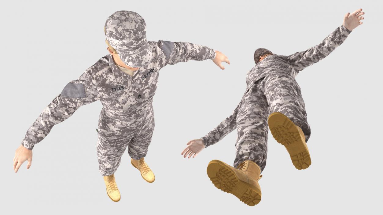 3D Female Soldier Military ACU Fur Rigged model