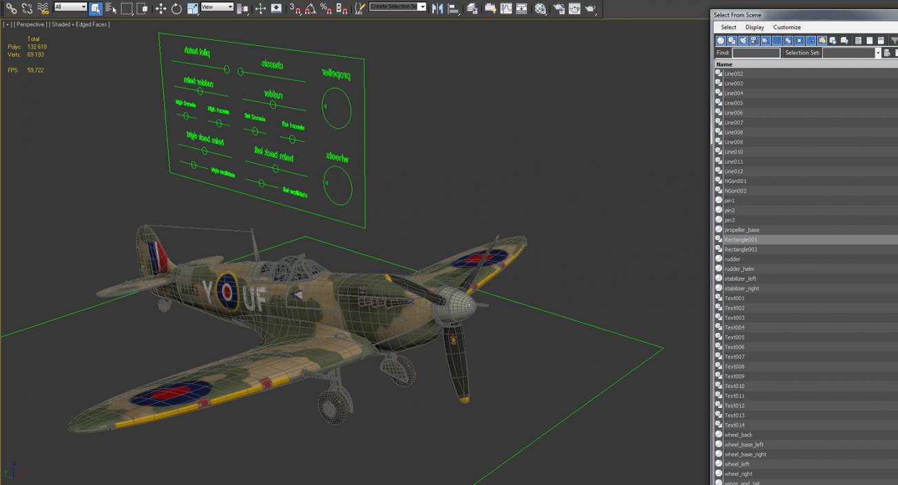Supermarine Spitfire Rigged 3D