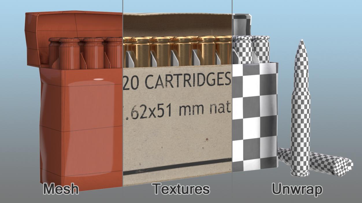 3D Box of 7.62x51mm NATO Rounds model
