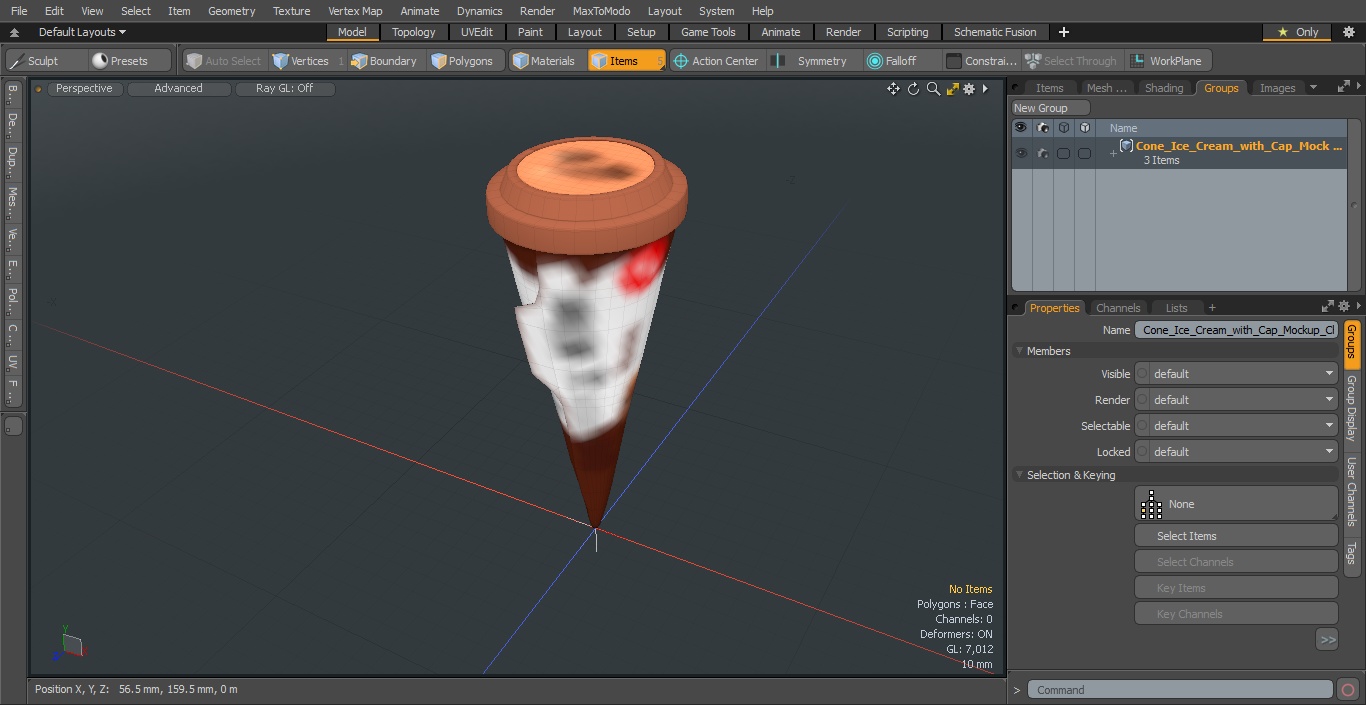 3D model Cone Ice Cream with Cap Mockup Chocolate