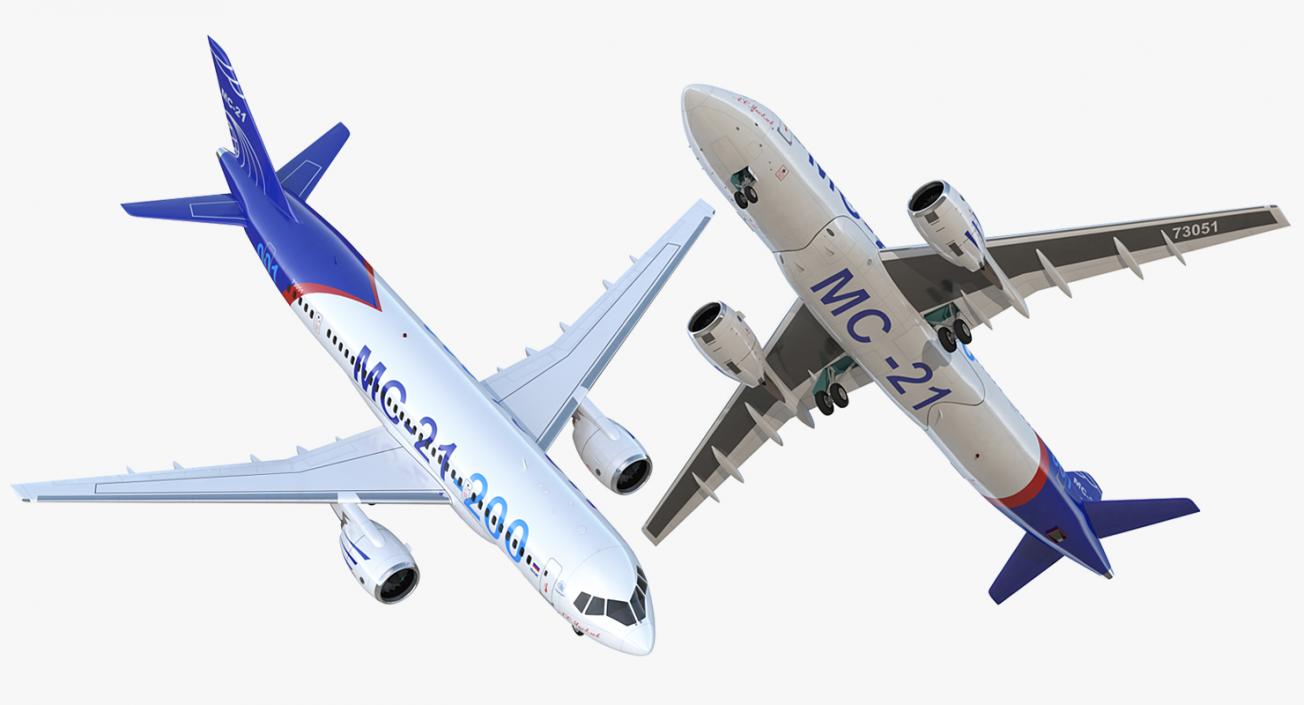 3D Twinjet Airliner MC-21 200 Rigged model