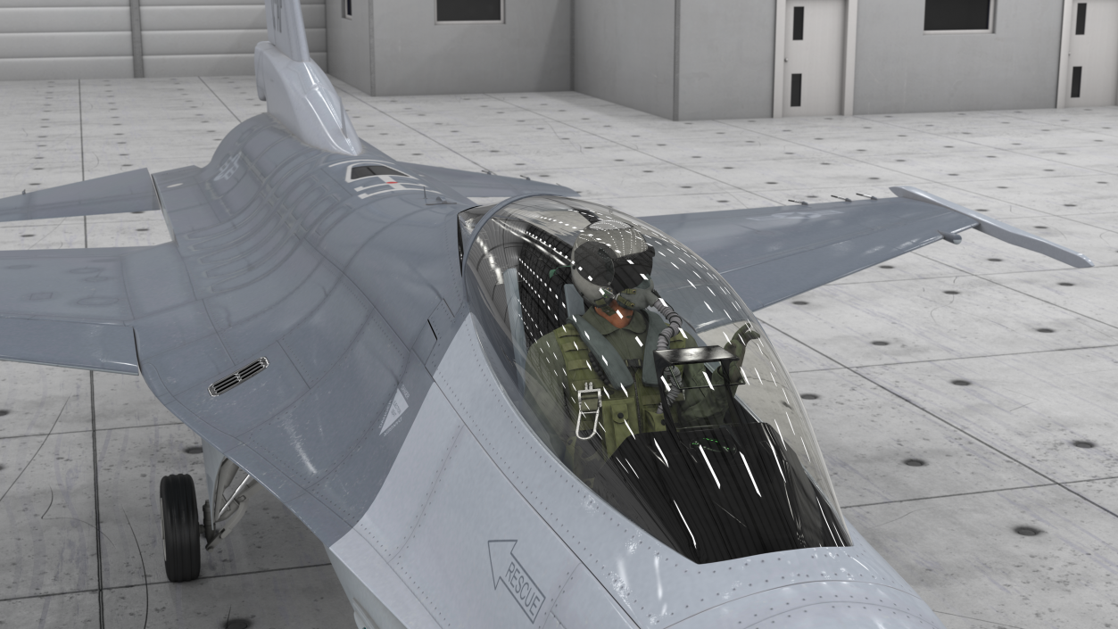 3D model Fighter F 16 Fighting Falcon US Air Force With a Pilot Gesture Ok