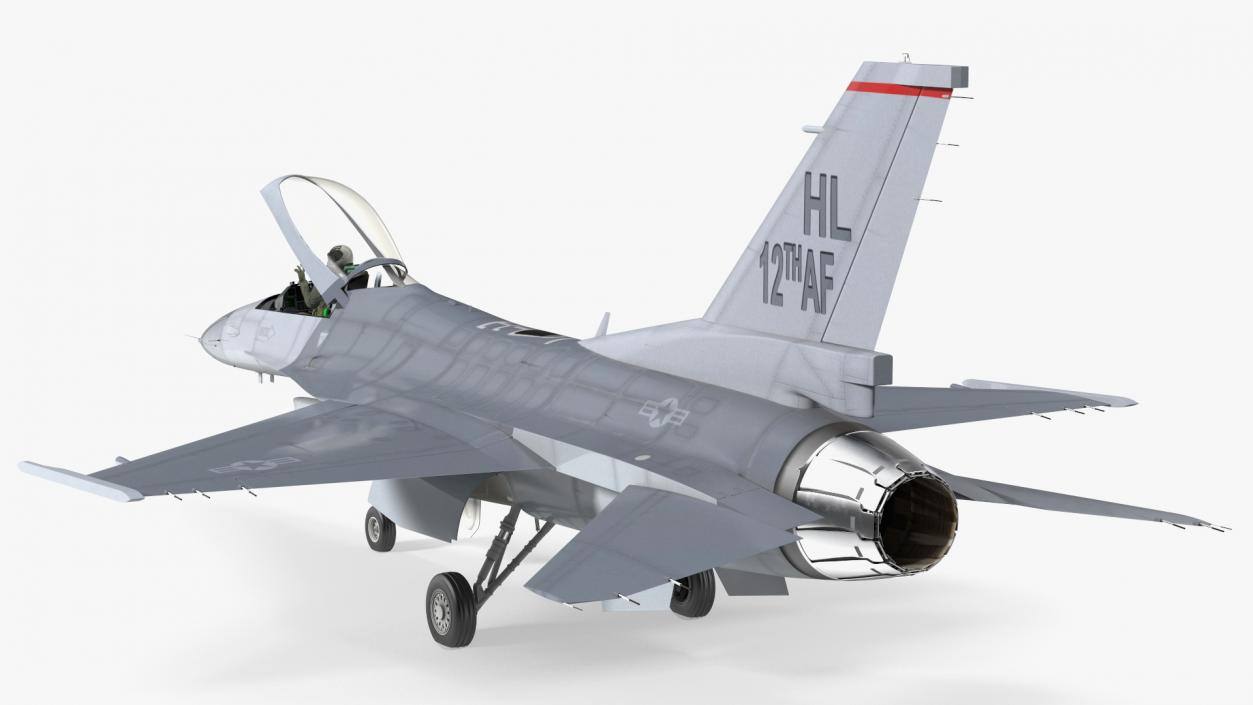 3D model Fighter F 16 Fighting Falcon US Air Force With a Pilot Gesture Ok