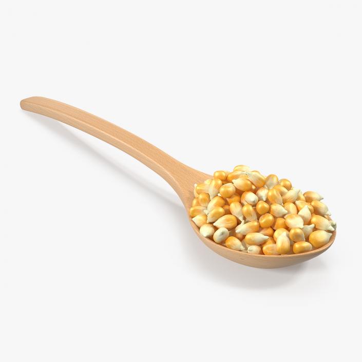 3D Wooden Spoon with Corn Seeds model