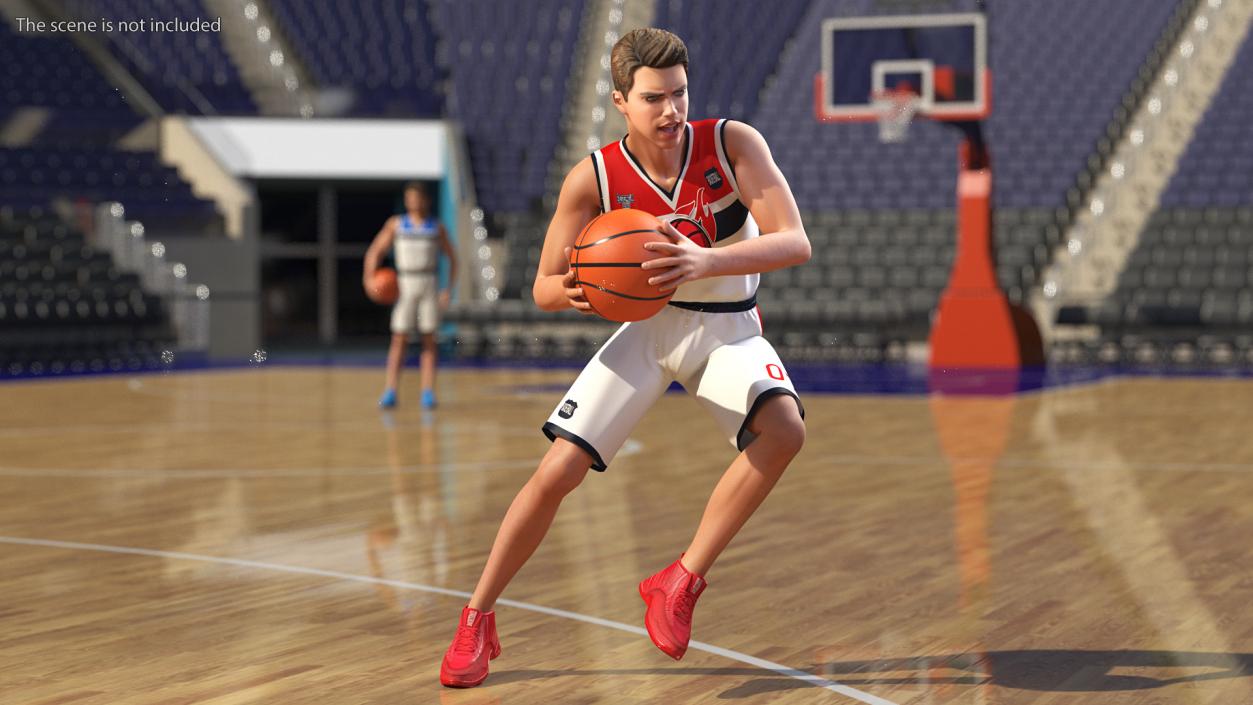 Teenage Boy with Basketball Ball Rigged 3D model