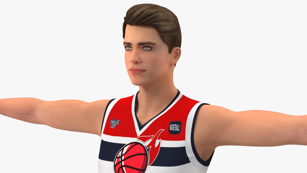 Teenage Boy with Basketball Ball Rigged 3D model