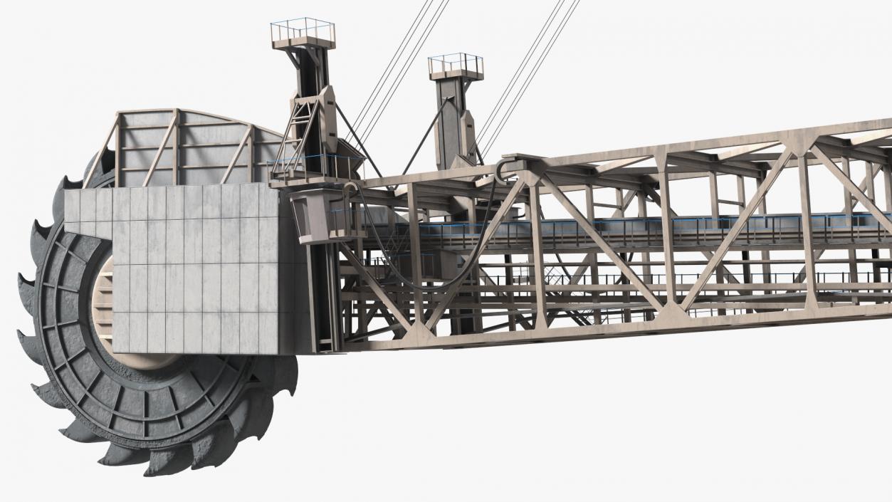 3D Mining Multi Bucket Wheel Excavator with Heavy Duty Dump Truck Liebherr Rigged model
