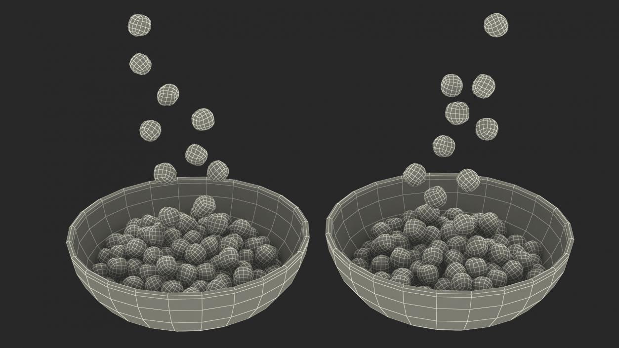 Colorful Cereal Balls Falling into Bowl 3D model