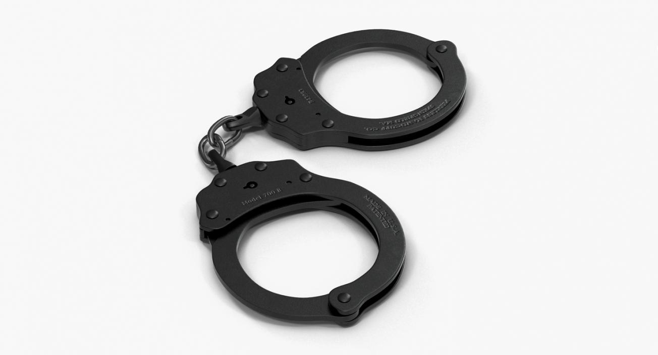 3D Handcuffs Short Chain Black Metal model