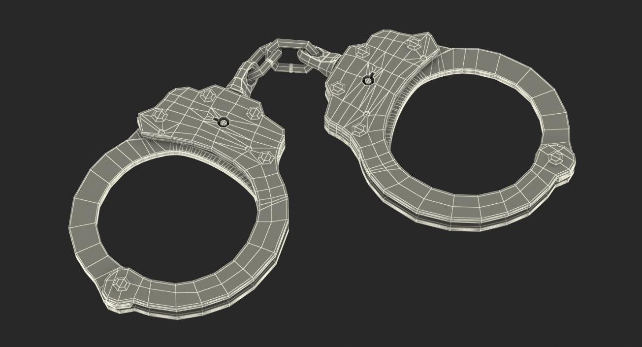 3D Handcuffs Short Chain Black Metal model