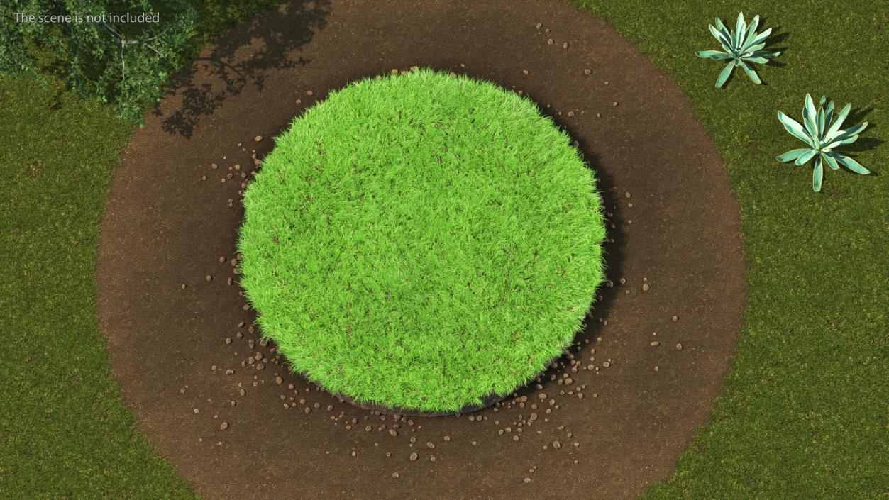 3D model Round Soil with Grass Fur
