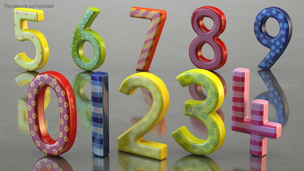 Colourful Wooden Number Set 3D