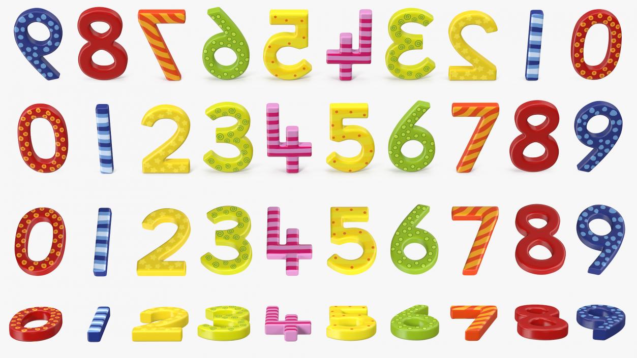 Colourful Wooden Number Set 3D
