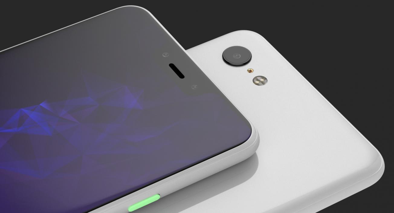 3D model Google Pixel 3 and Pixel 3XL Smartphone White
