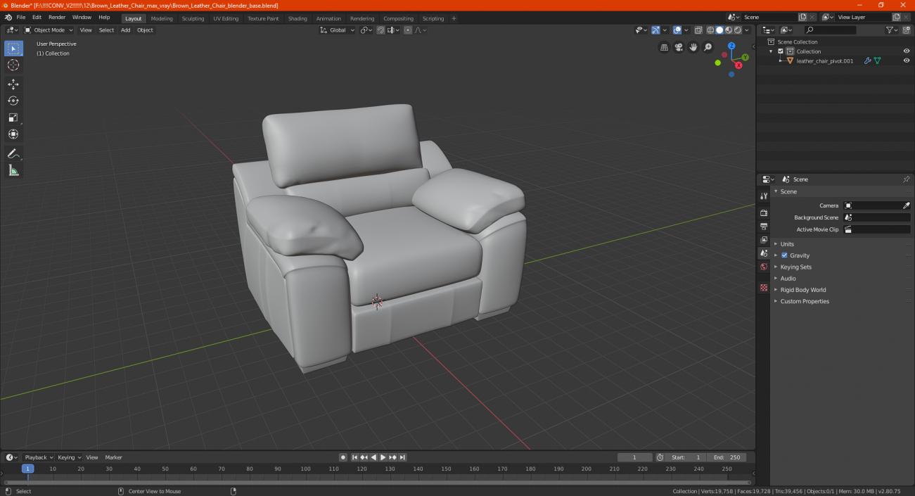 Brown Leather Chair 3D model