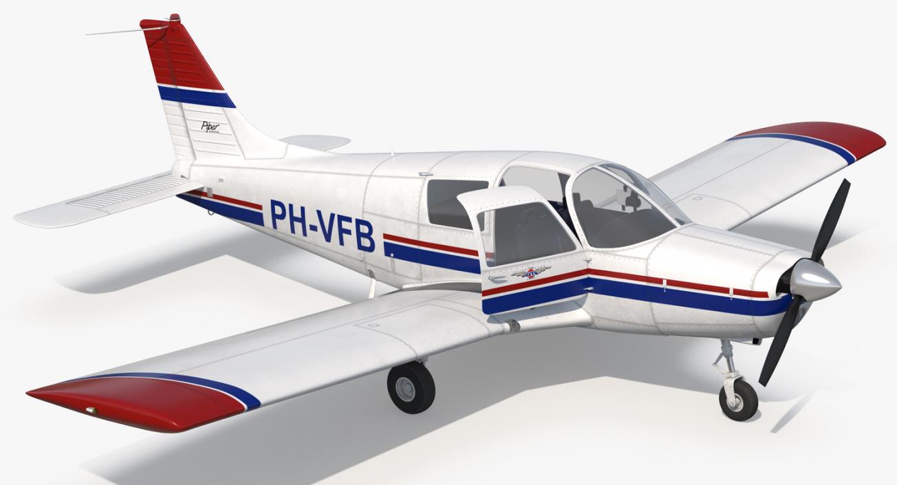 Private Aircraft Piper PA-28 Cherokee Rigged 3D model