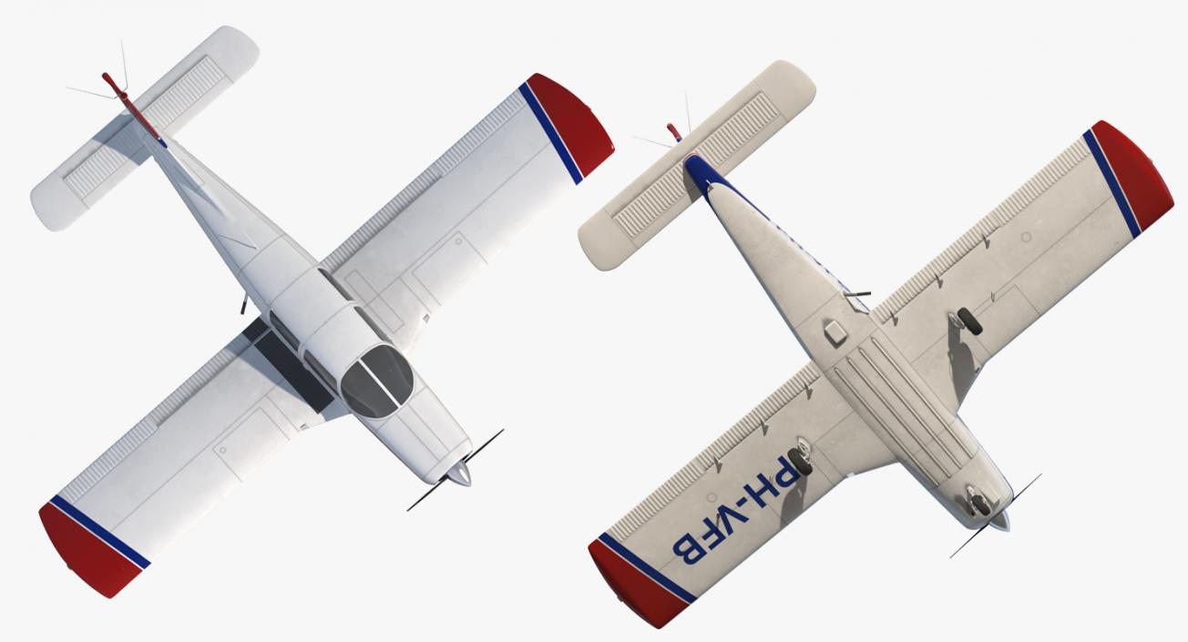 Private Aircraft Piper PA-28 Cherokee Rigged 3D model