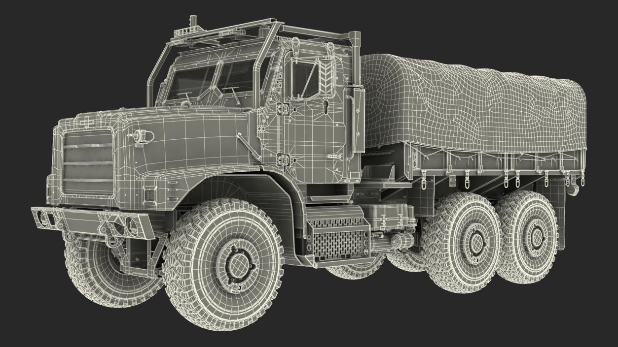Military Medium Cargo Truck 6x6 with Tent Dusty 3D