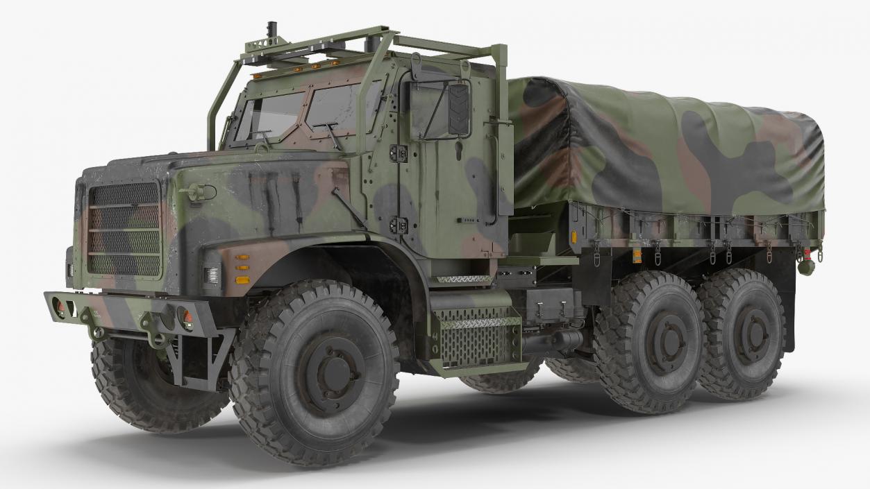 Military Medium Cargo Truck 6x6 with Tent Dusty 3D