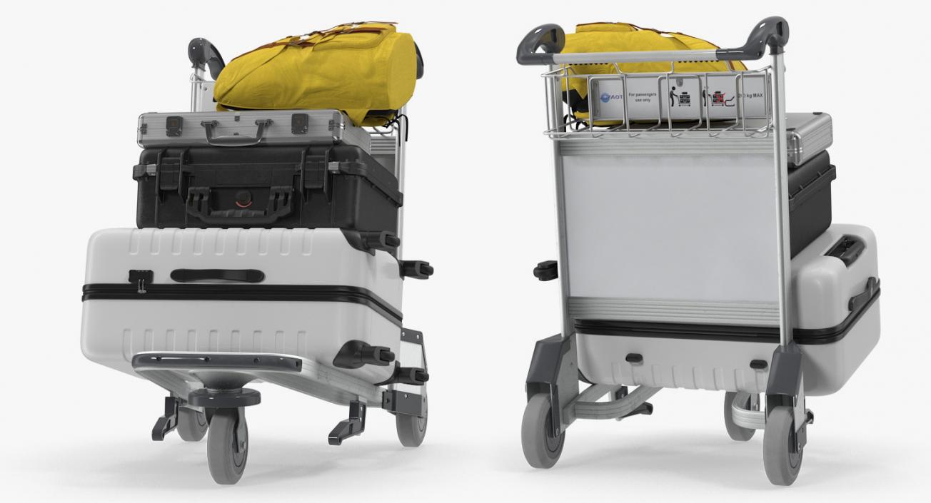 3D Baggage with Airport Luggage Trolley