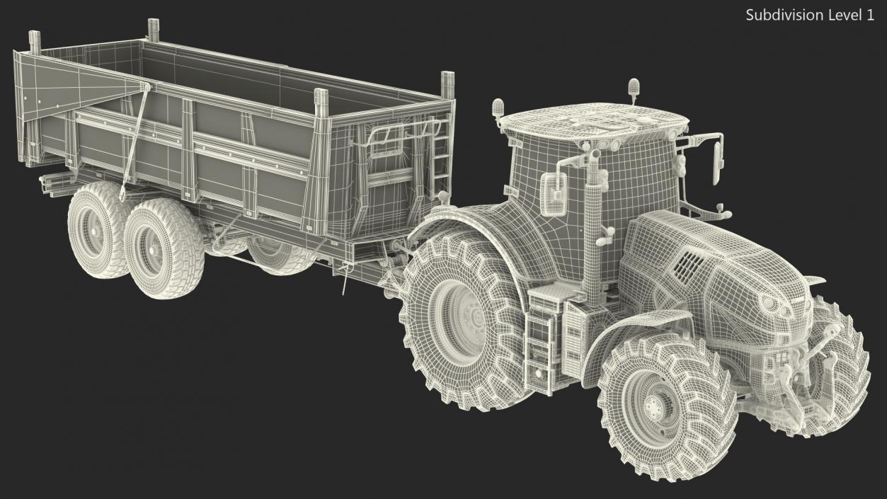 3D Tractor with Body Tipper Trailer Clean model
